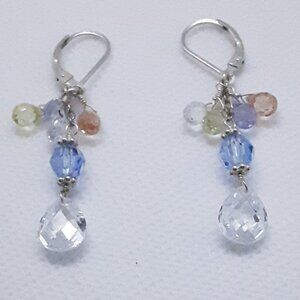 Sterling silver multi-colored drop earrings designed by Nina Nguyen